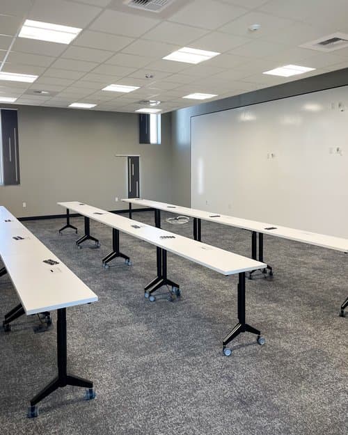 A classroom with rearrangeable furniture